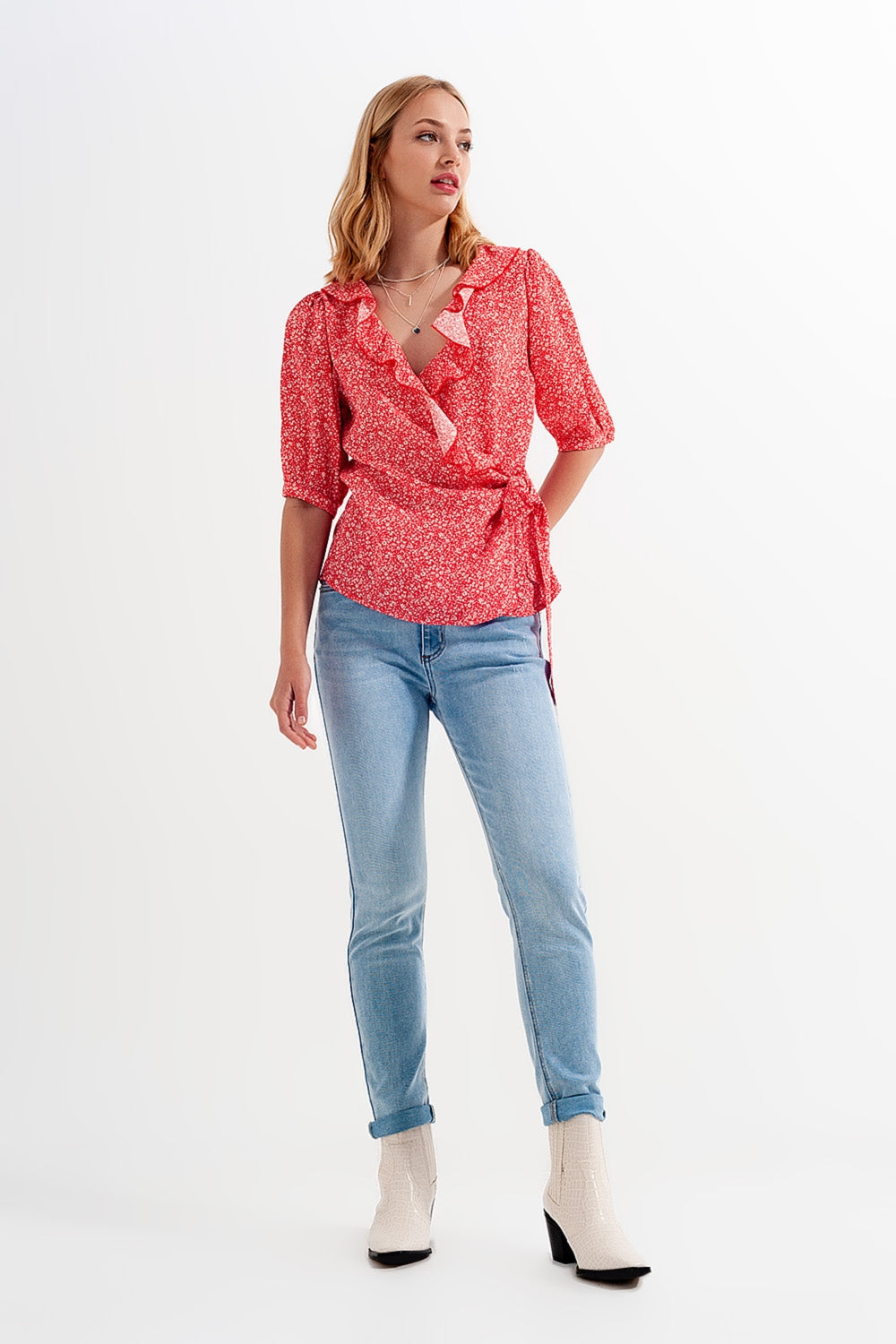 Blouse à Volants imprimé Fleuri