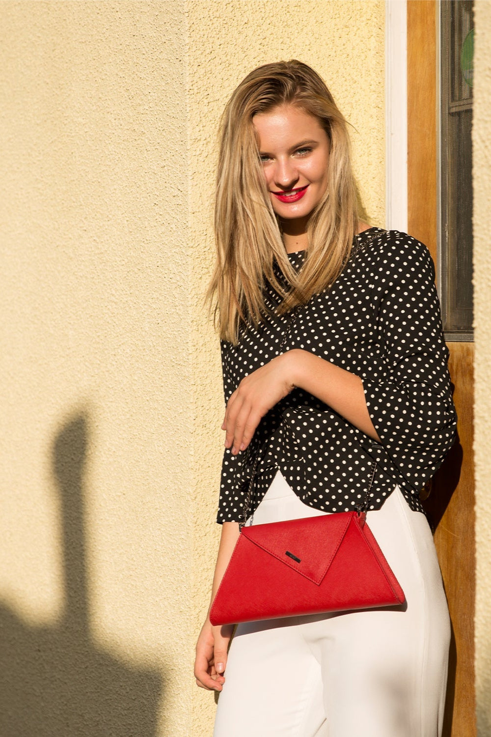 SUSU Angelica – Sac à main en Cuir Saffiano Rouge
