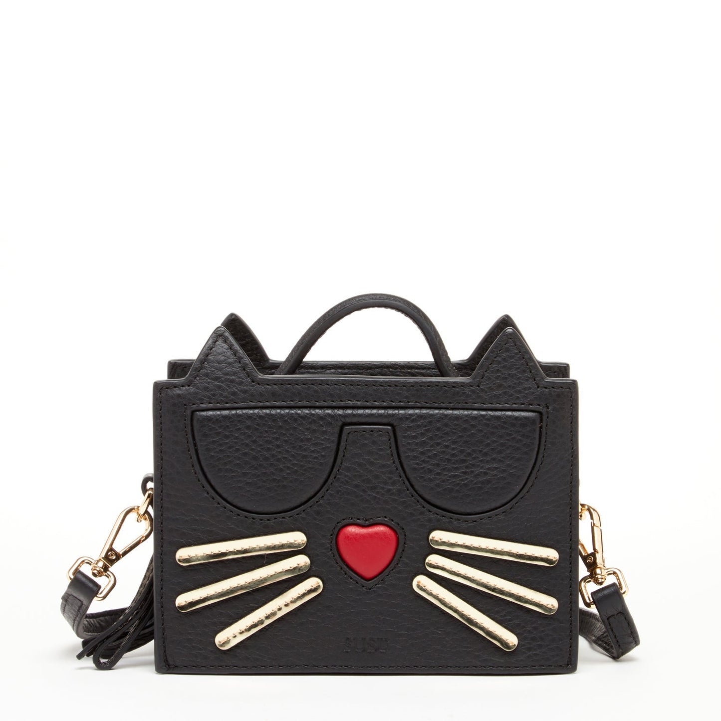 SUSU Sac ludique en Cuir Noir Chat