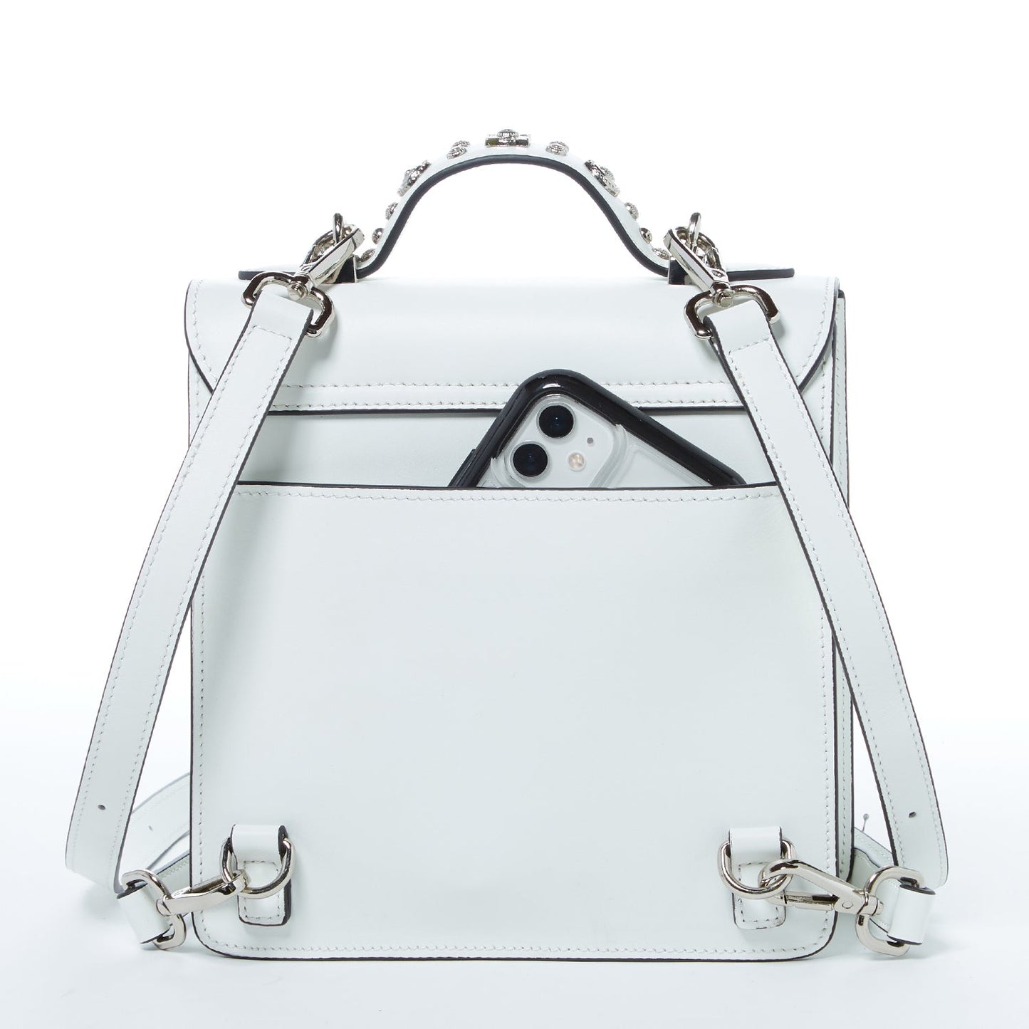 SUSU Hollywood – Sac à dos en Cuir Blanc avec bandoulière amovible