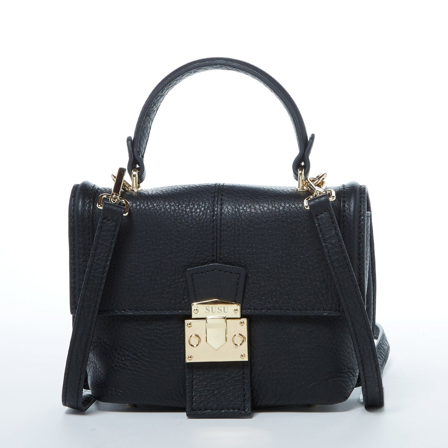 SUSU Linda - Sac à dos en Cuir Noir Convertible