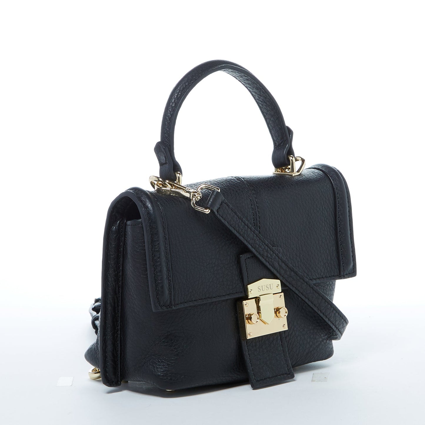 SUSU Linda - Sac à dos en Cuir Noir Convertible