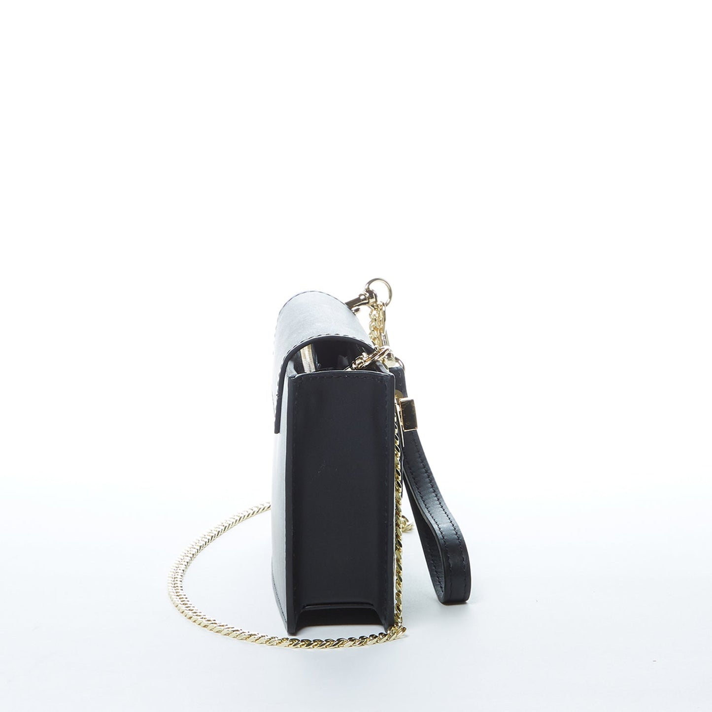 SUSU Mary Sac à main petit en Cuir Noir imprimé Python