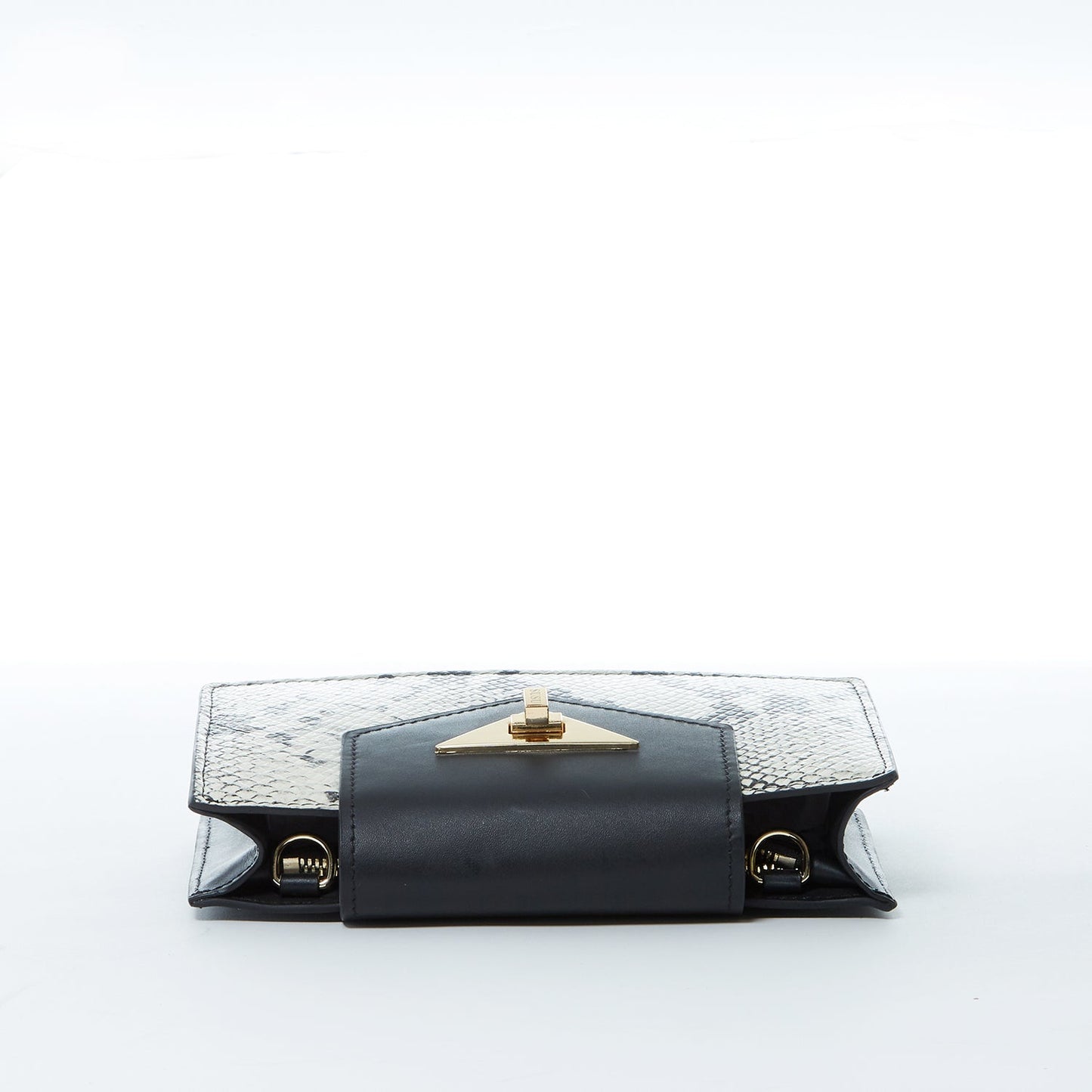 SUSU Mary Sac à main petit en Cuir Noir imprimé Python