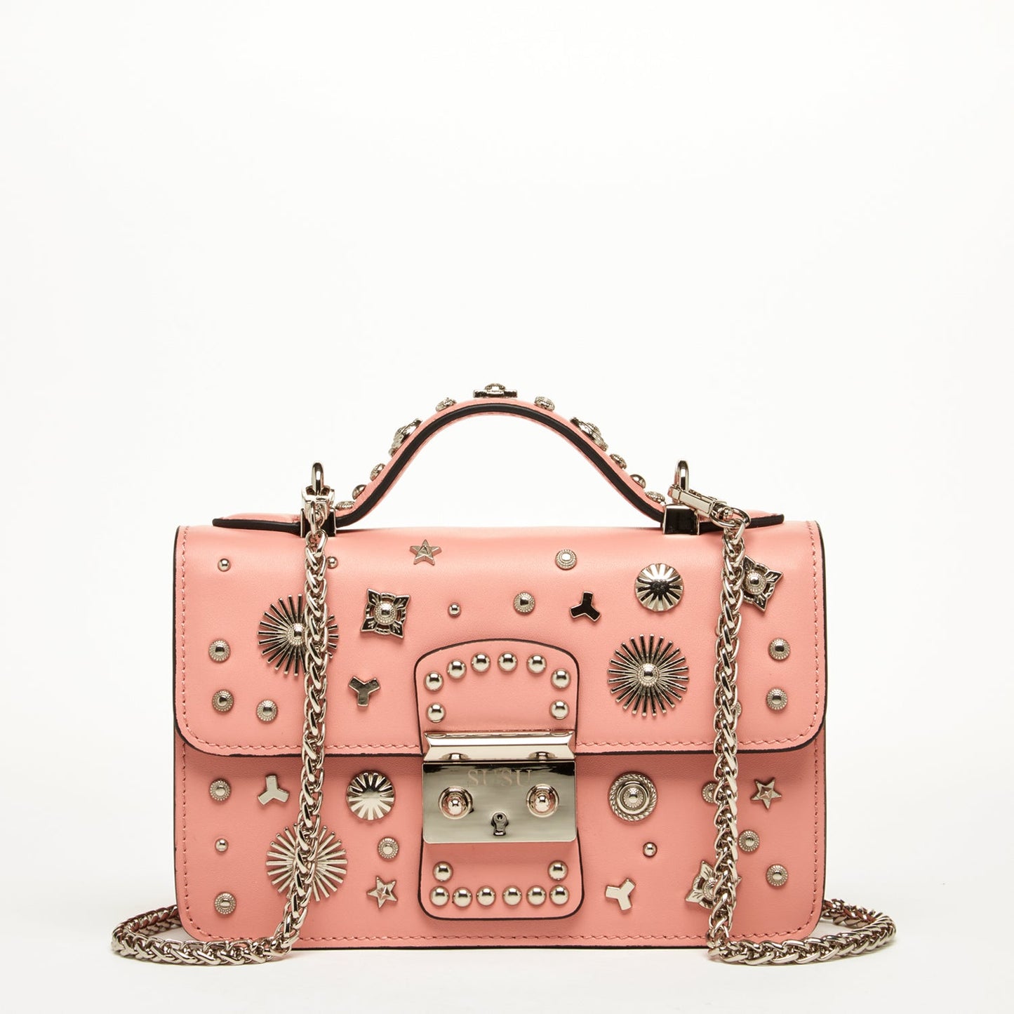 SUSU Hollywood – Sac bandoulière en Cuir Rose pâle