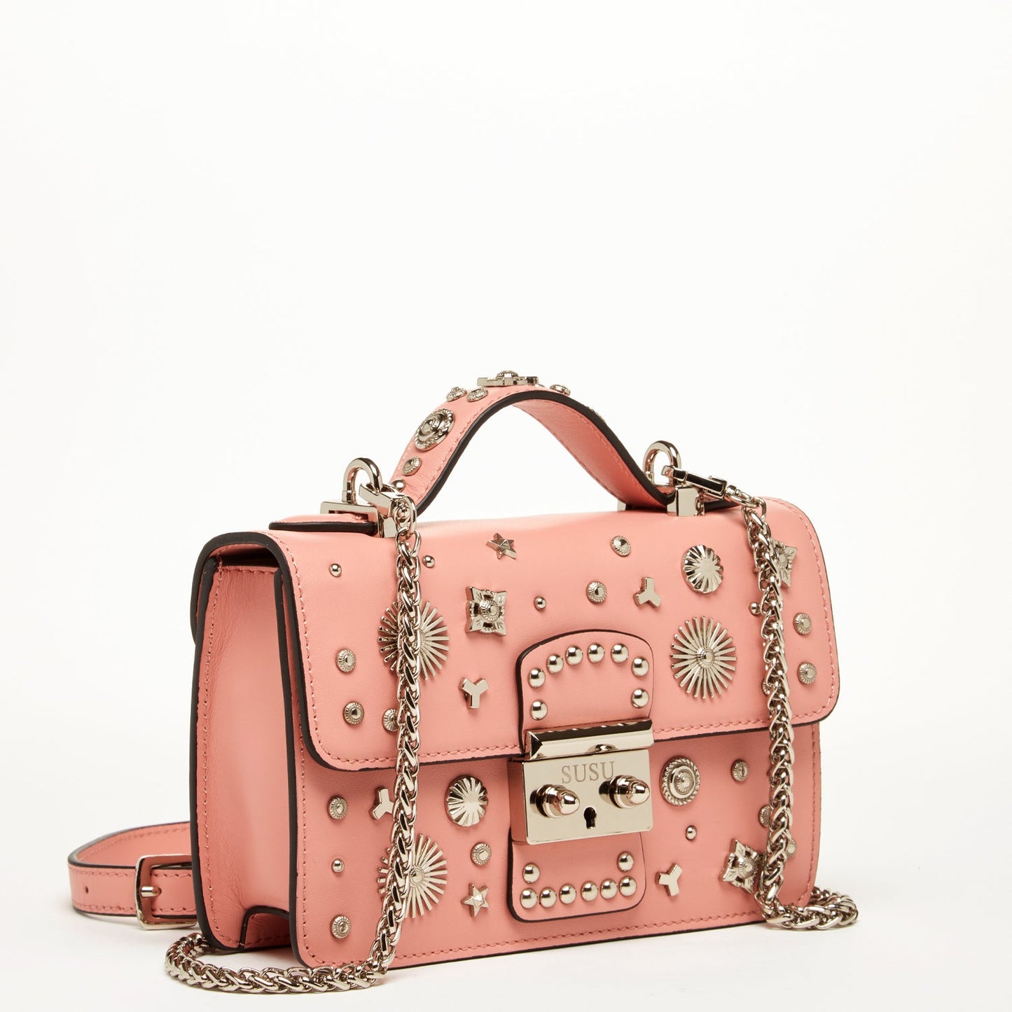 SUSU Hollywood – Sac bandoulière en Cuir Rose pâle