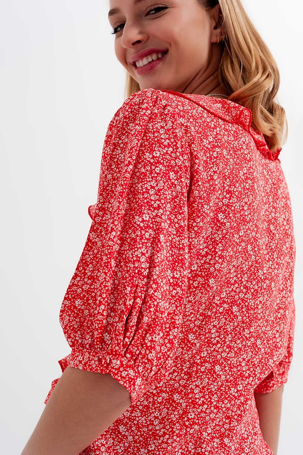 Blouse à Volants imprimé Fleuri