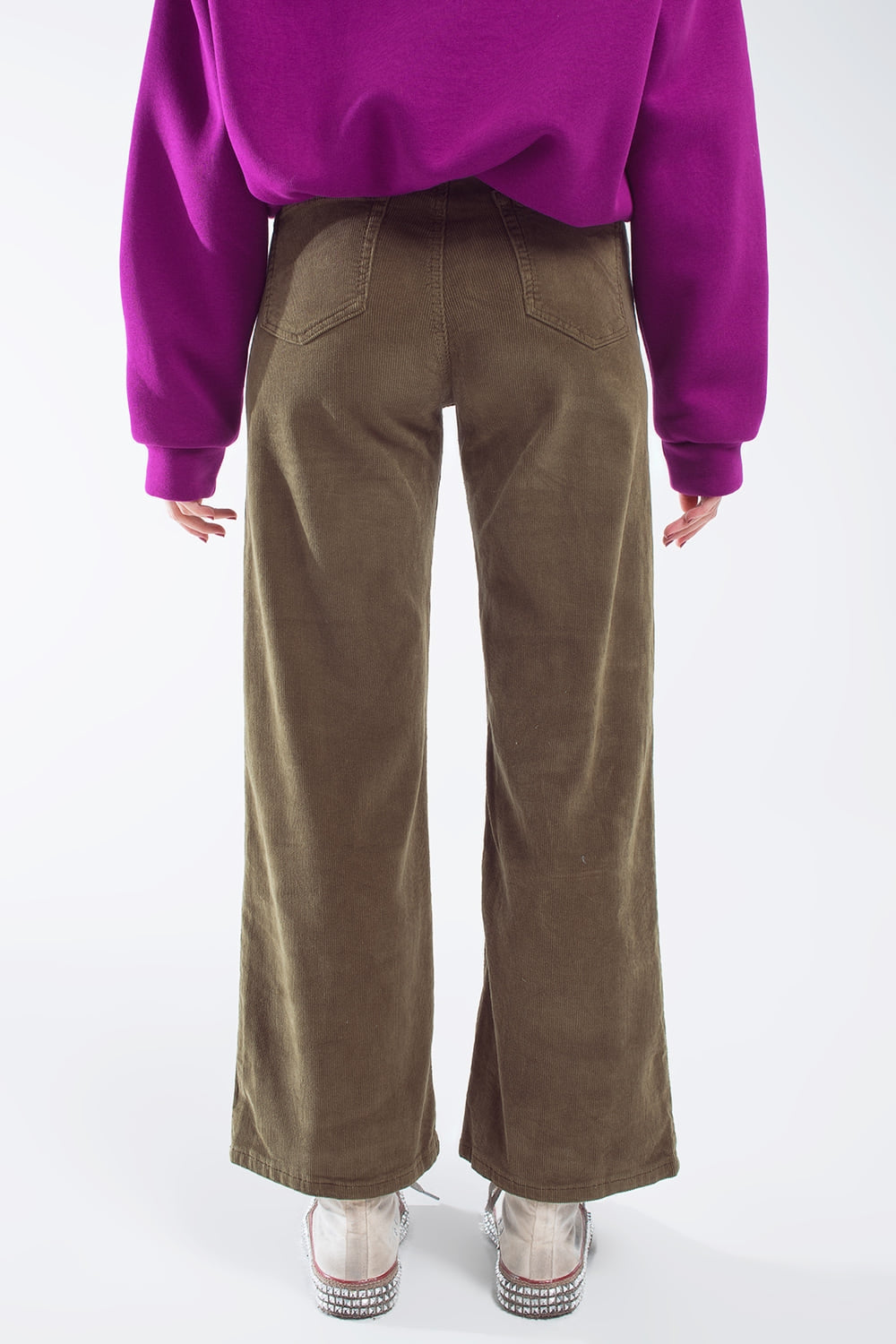 Pantalon Cropped en Velours Côtelé