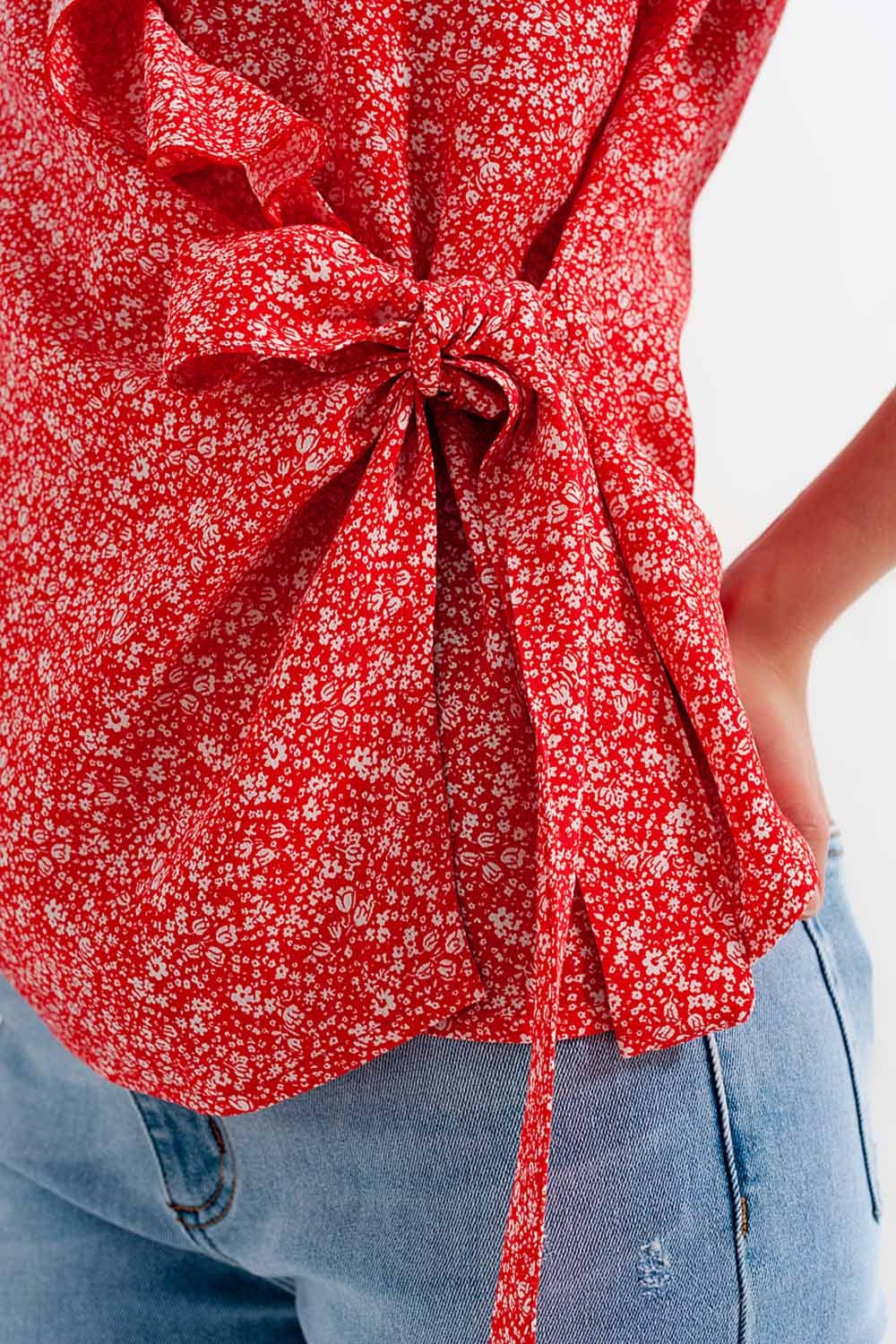 Blouse à Volants imprimé Fleuri