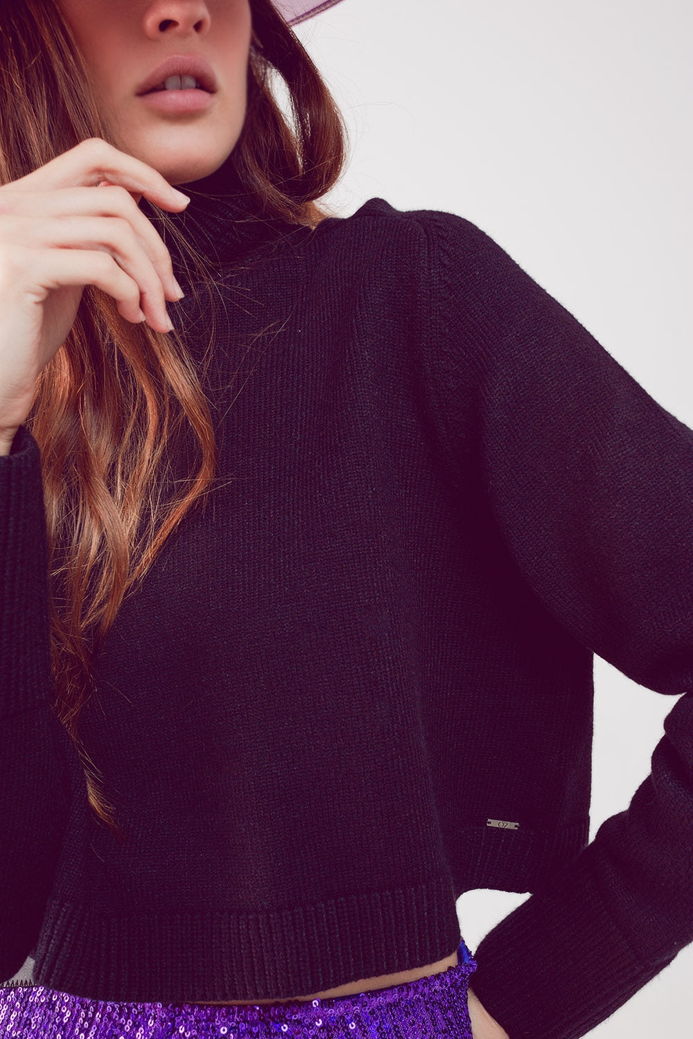 Pull Cropped Col Roulé