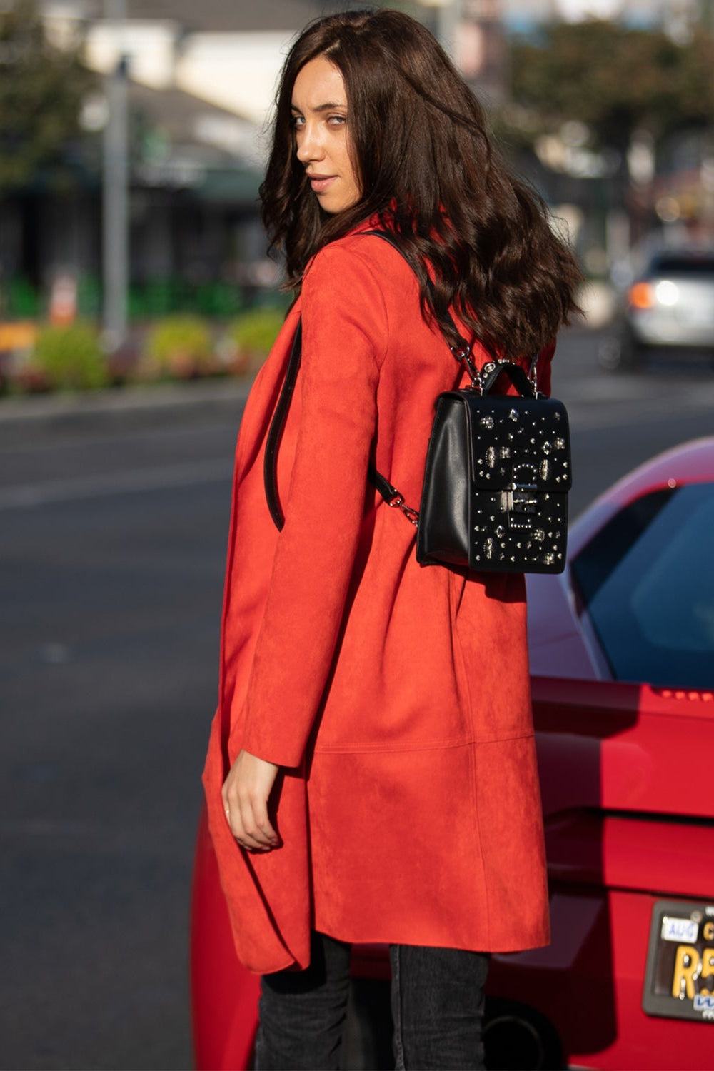 SUSU Hollywood – Sac à dos en Cuir Noir avec bandoulière amovible