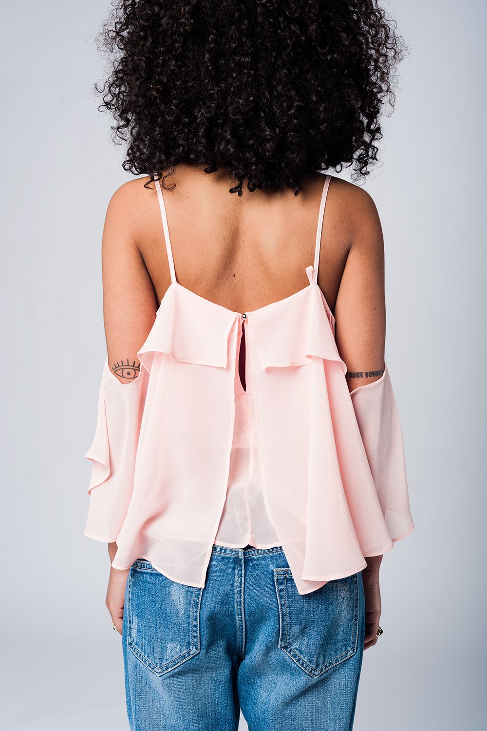 Top Rose à Épaules Dénudées