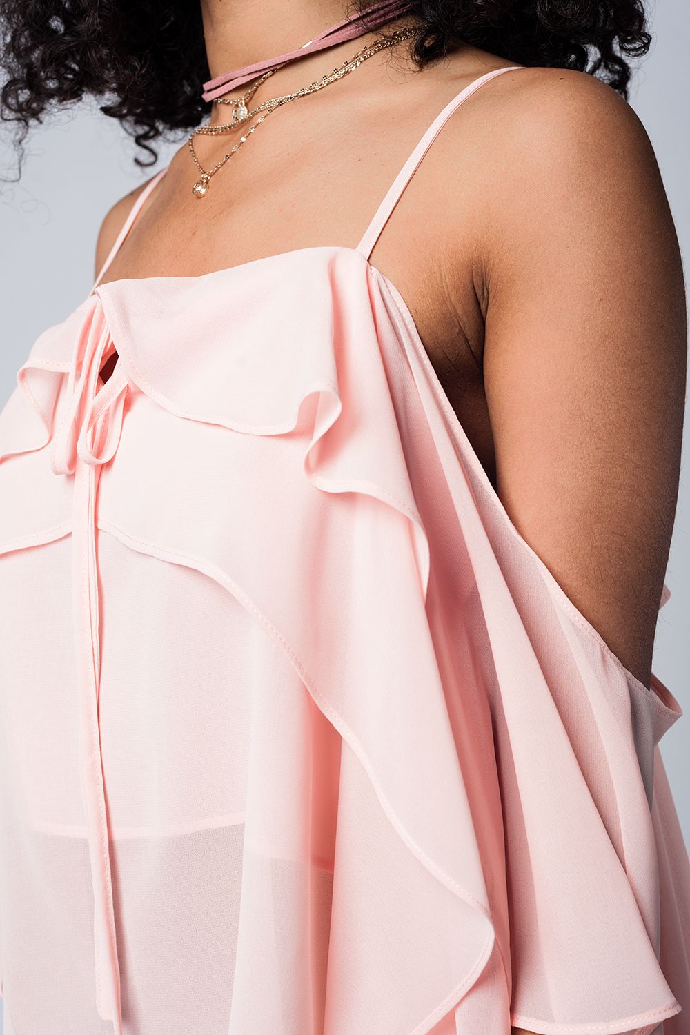 Top Rose à Épaules Dénudées