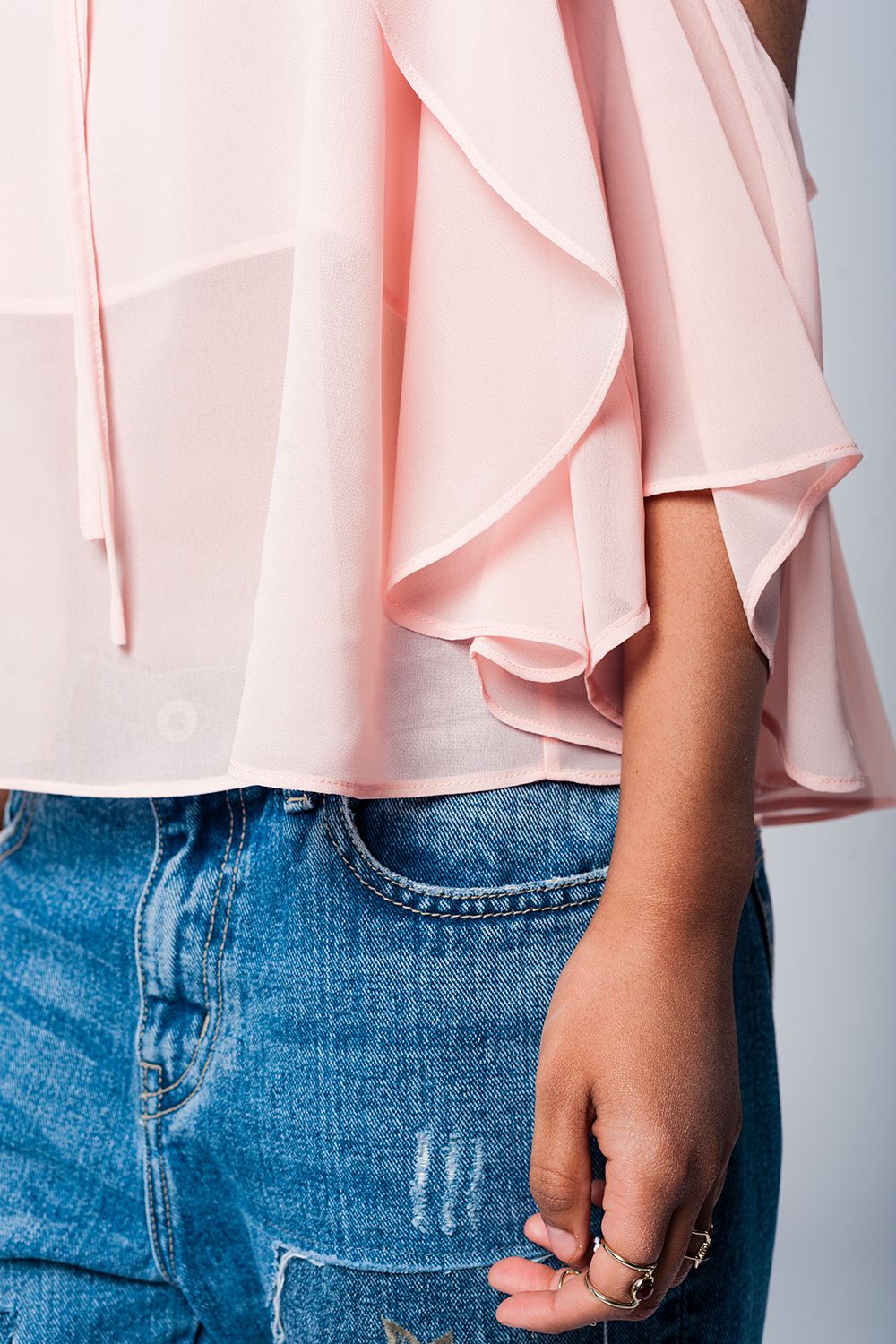 Top Rose à Épaules Dénudées