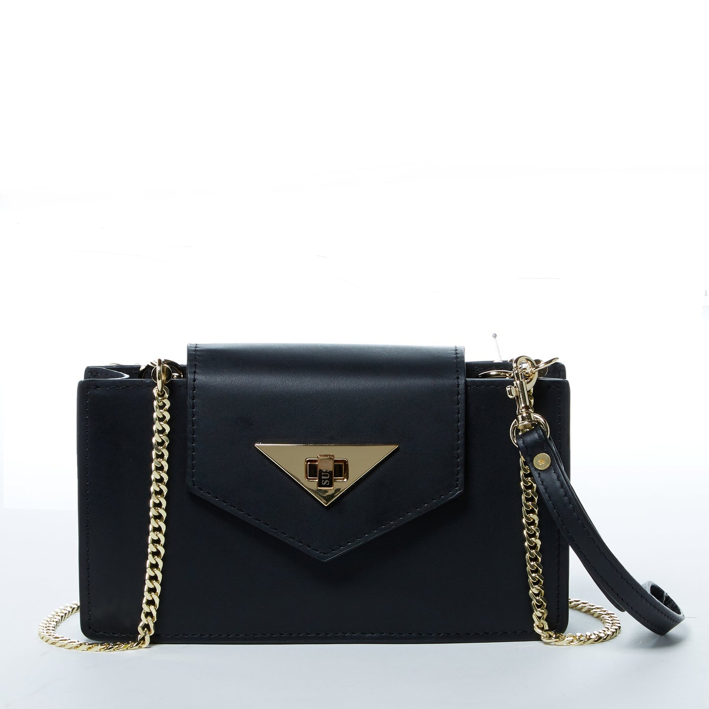 SUSU Mary Petit Sac en Cuir Noir Crossbody et Pochette