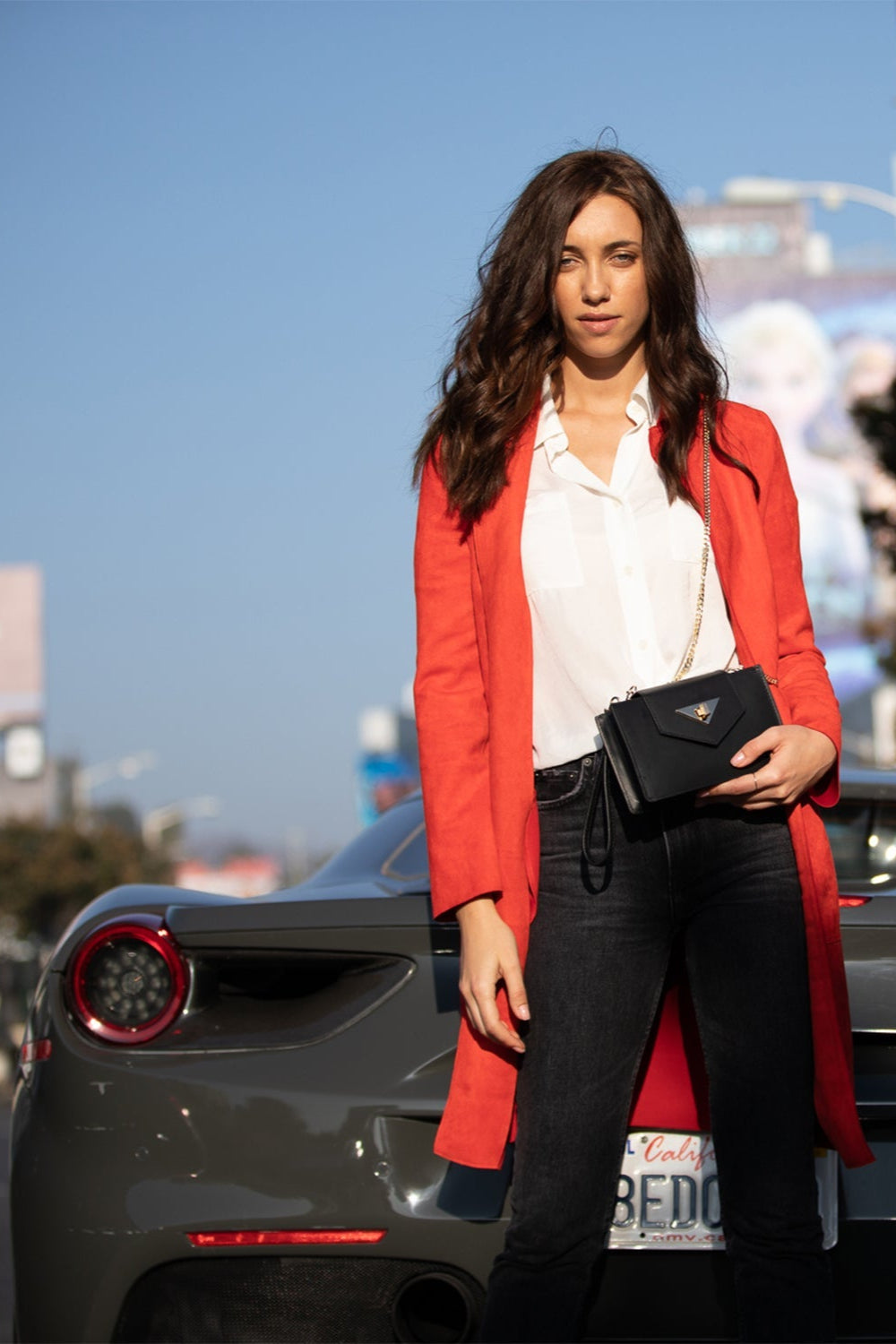 SUSU Mary Petit Sac en Cuir Noir Crossbody et Pochette