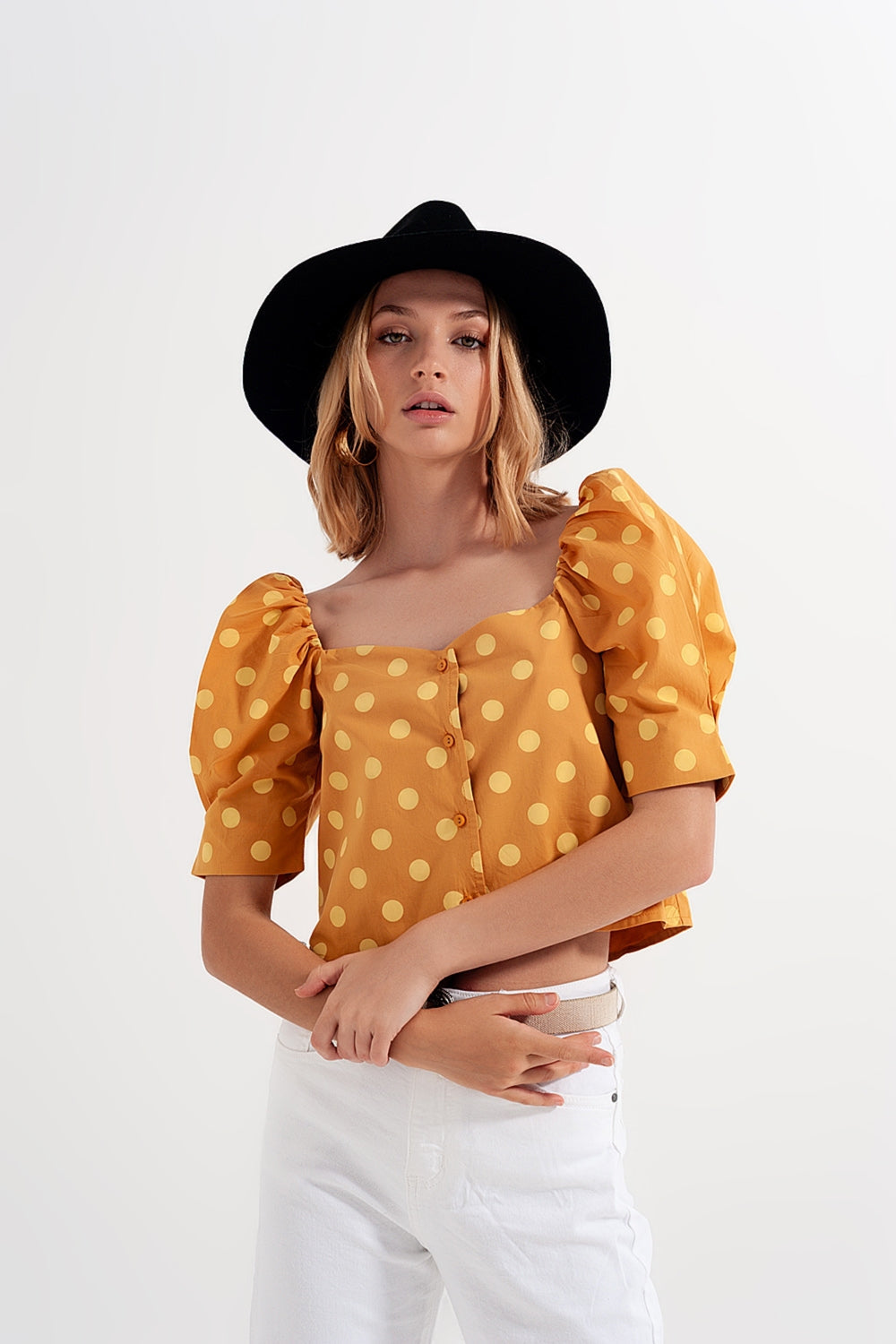 Top à Pois avec Manches Puff