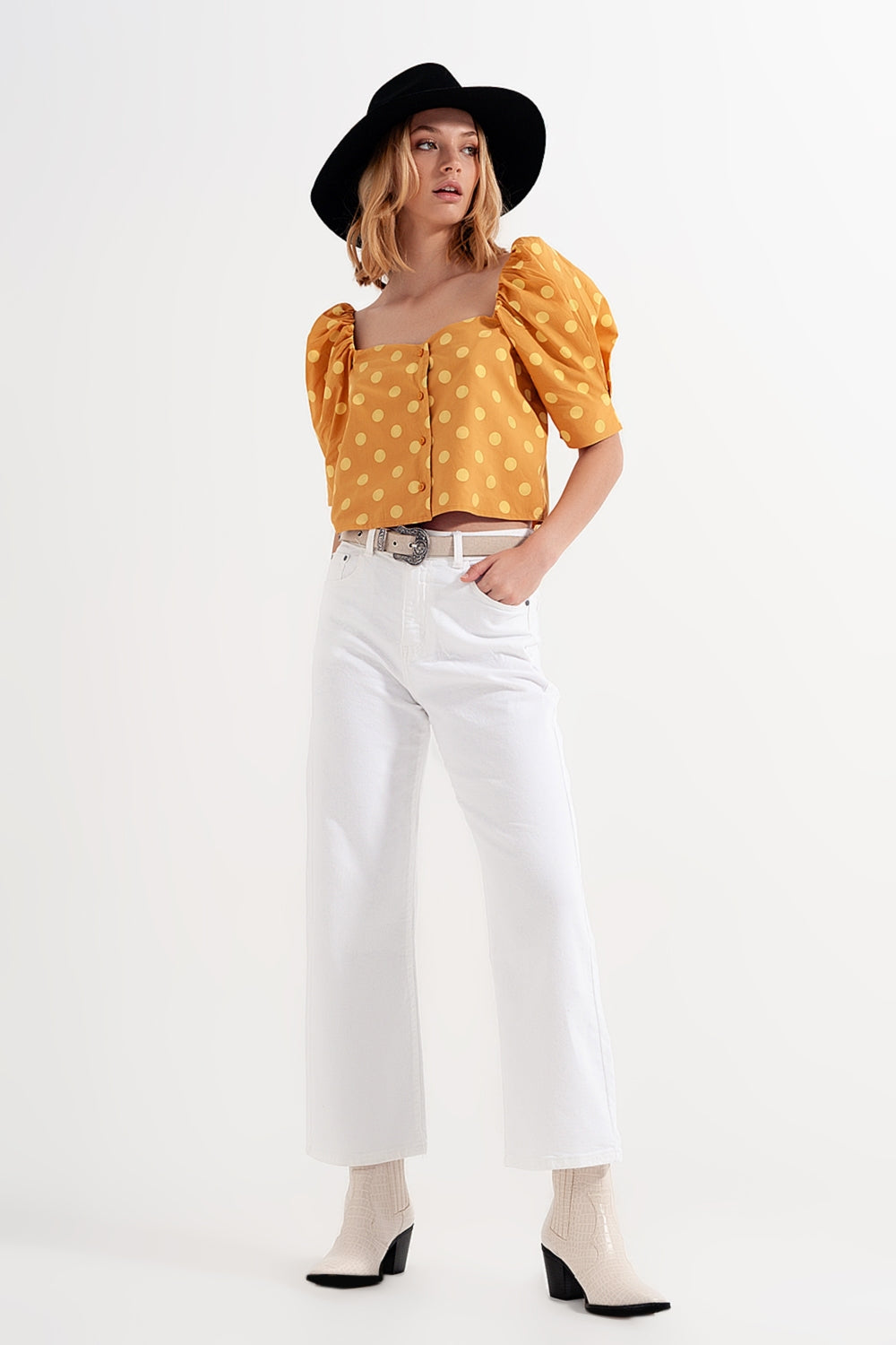 Top à Pois avec Manches Puff