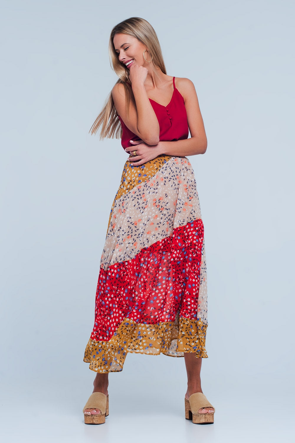 Jupe Midi Fleurie Éclatante