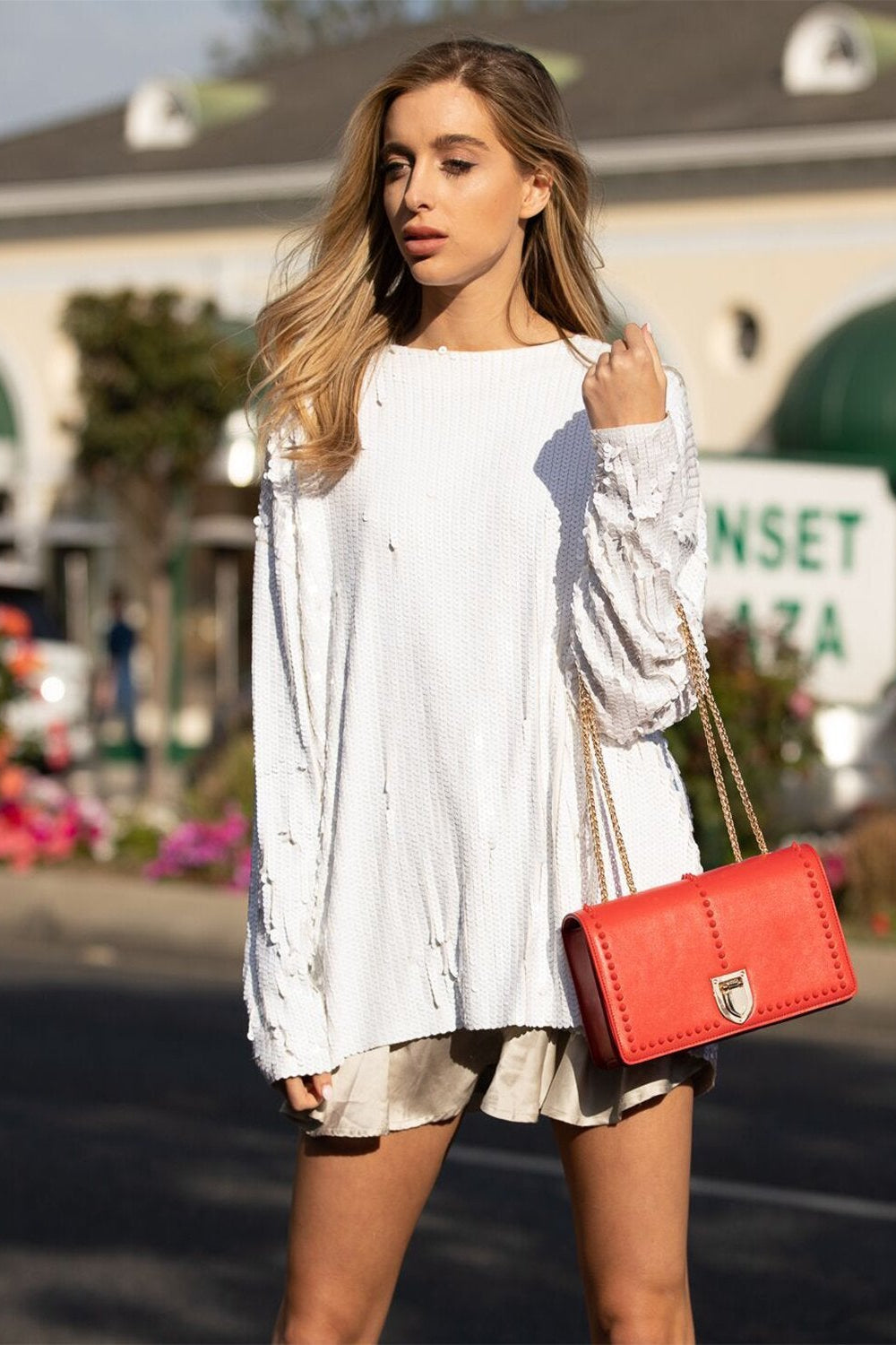 SUSU Josie - Sac en Cuir Rouge avec Chaîne