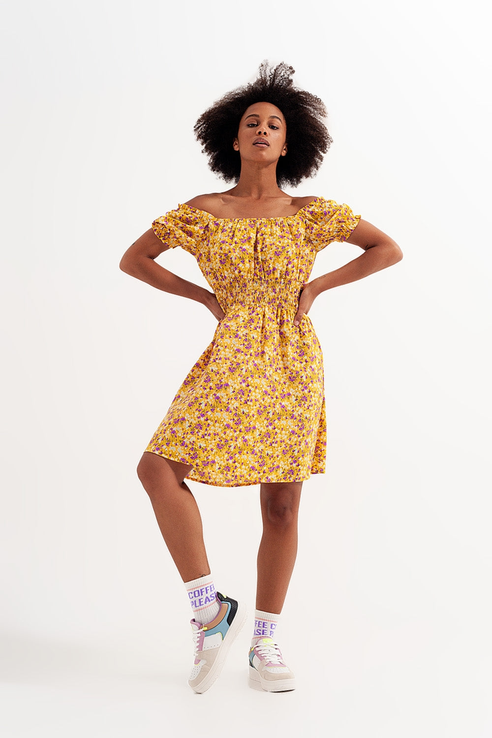 Off-the-shoulder floral dress