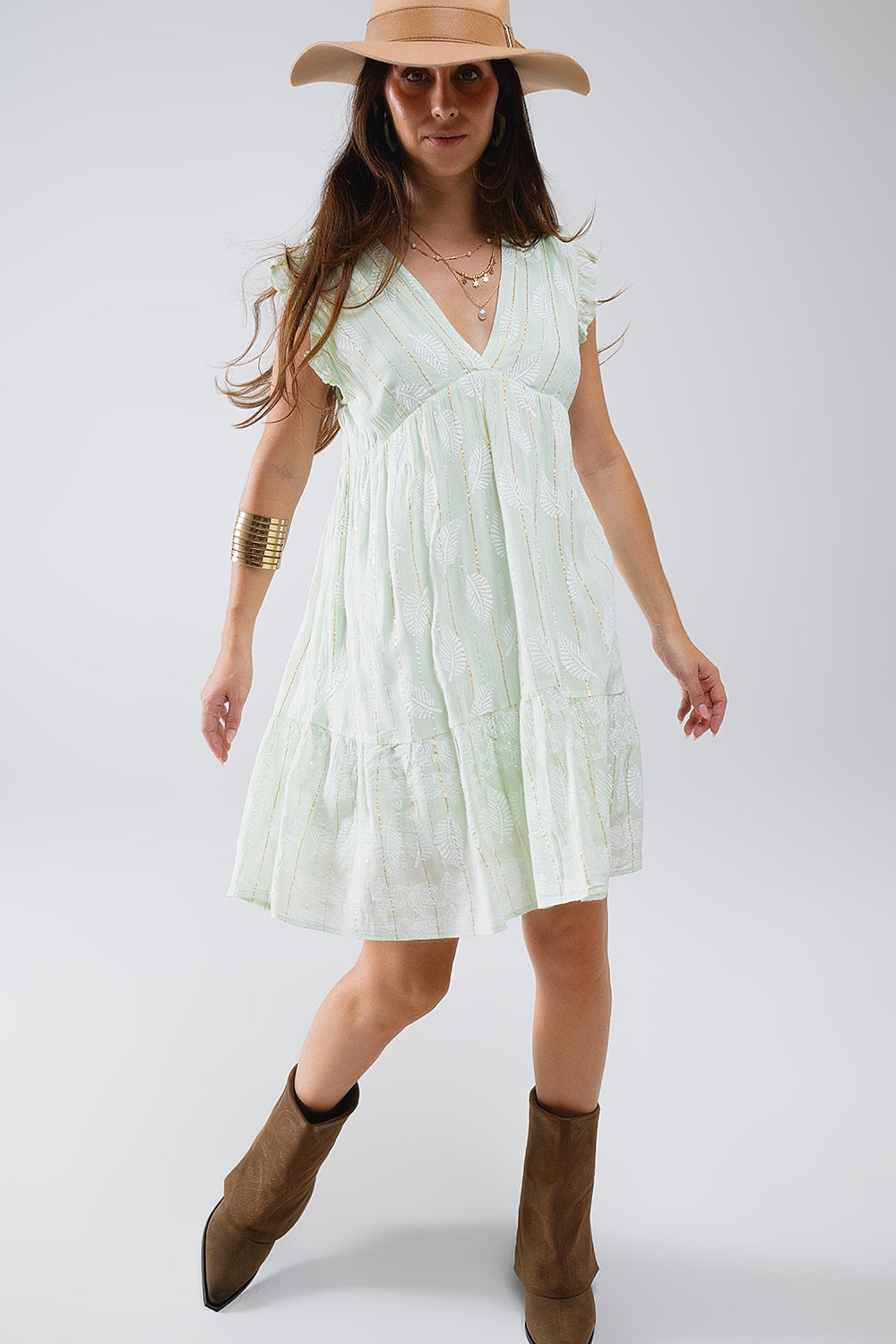 Delicate Dress with Gold Sequins