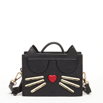 SUSU Sac ludique en Cuir Noir Chat