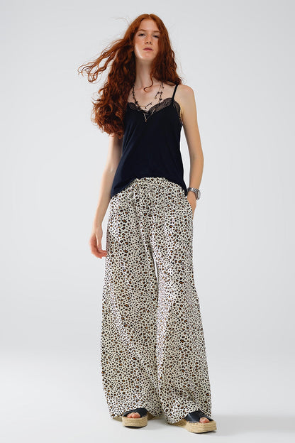 Casual, leopard print, elastic waistband, and adjustable drawstring