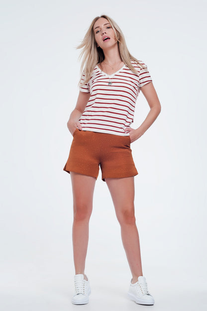 Short Taille Haute Orné à Pois