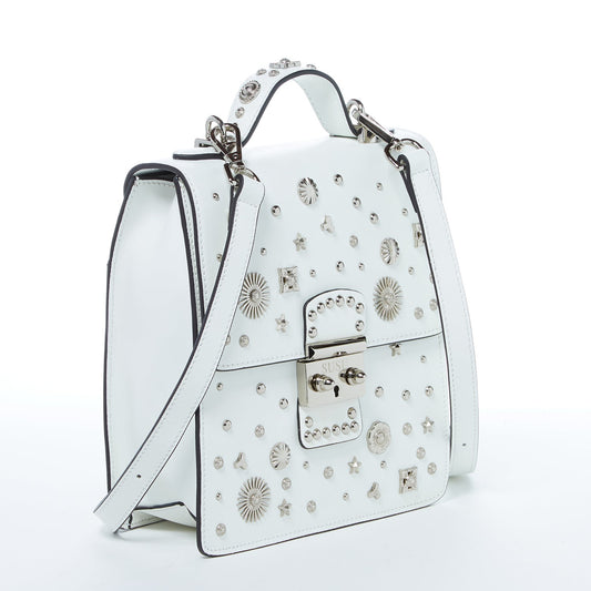 SUSU Hollywood – Sac à dos en Cuir Blanc avec bandoulière amovible