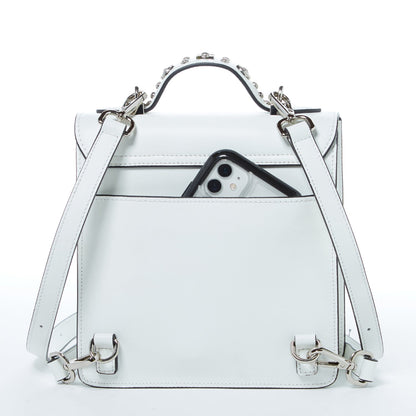 SUSU Hollywood – Sac à dos en Cuir Blanc avec bandoulière amovible