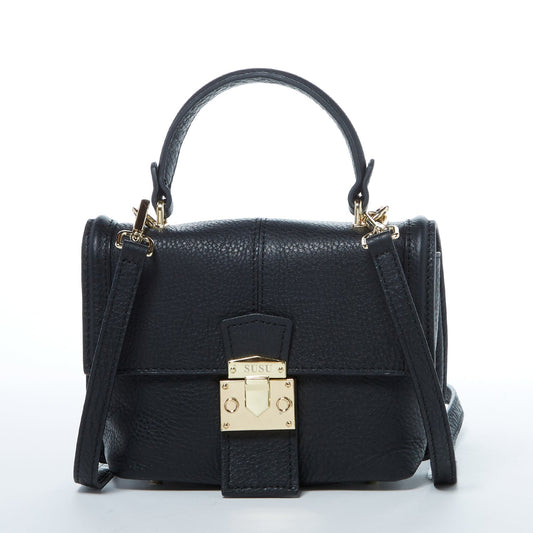 SUSU Linda - Sac à dos en Cuir Noir Convertible