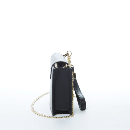 SUSU Mary Sac à main petit en Cuir Noir imprimé Python
