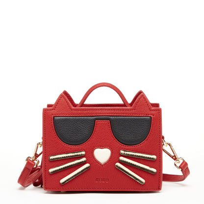 SUSU Sac ludique en Cuir Rouge Chat