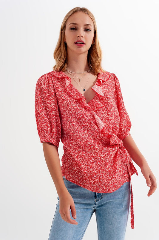 Blouse à Volants imprimé Fleuri