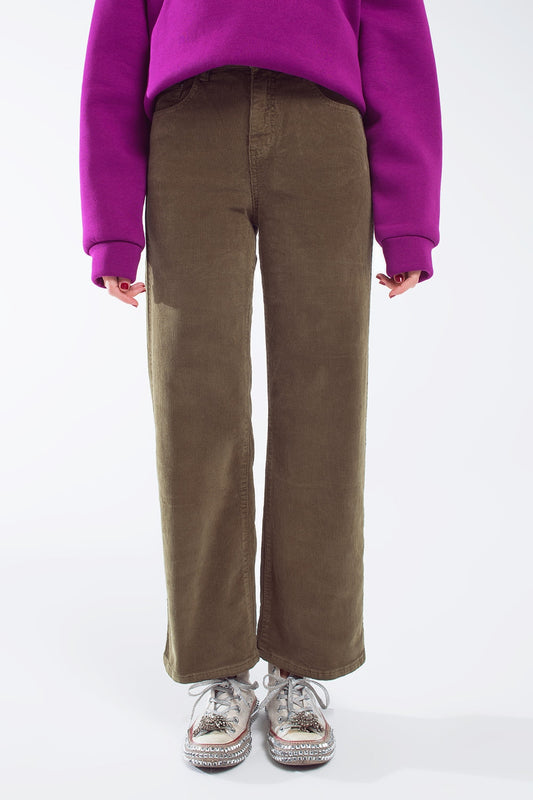 Pantalon Cropped en Velours Côtelé