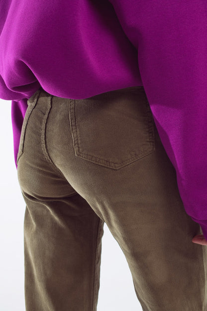 Pantalon Cropped en Velours Côtelé