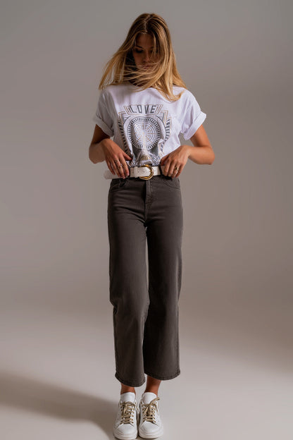 Jean Cropped Gris Fumé