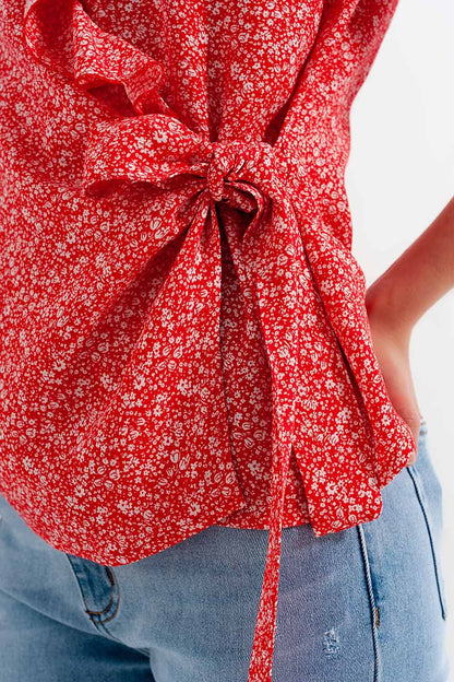 Blouse à Volants imprimé Fleuri