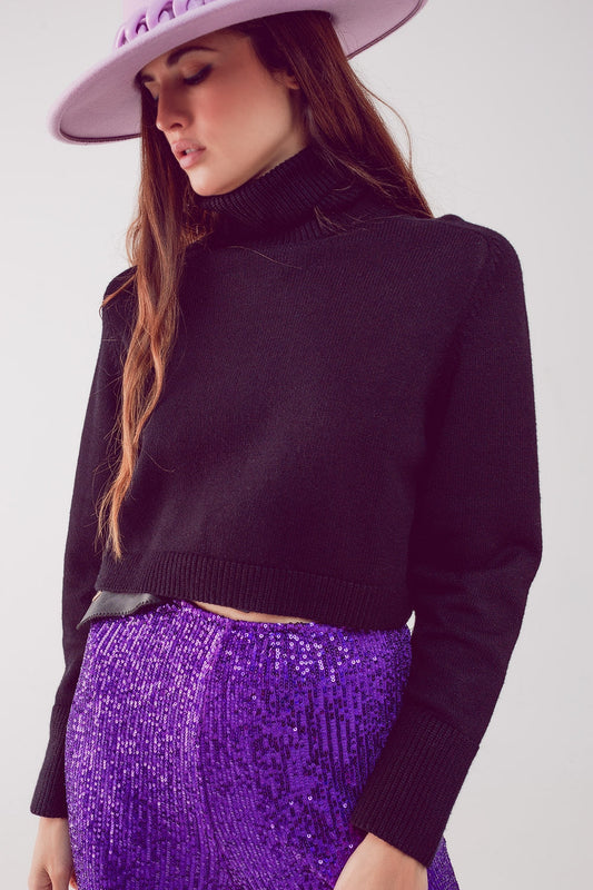 Pull Cropped Col Roulé