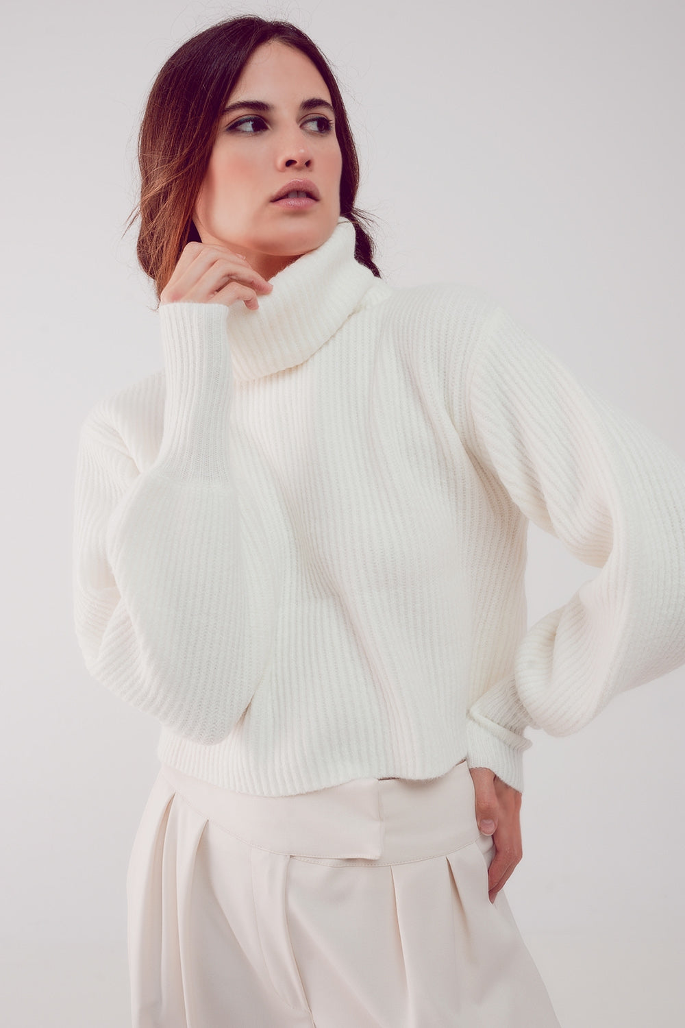 Puff Sleeve Turtleneck Sweater