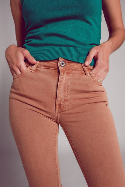 Peach High Waist Flare Jeans