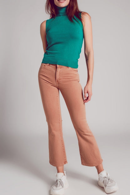 Peach High Waist Flare Jeans