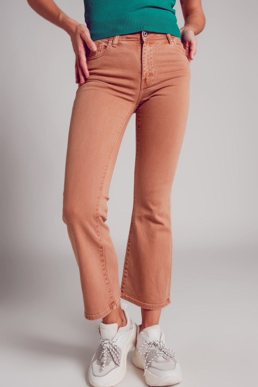 Peach High Waist Flare Jeans