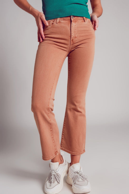 Peach High Waist Flare Jeans