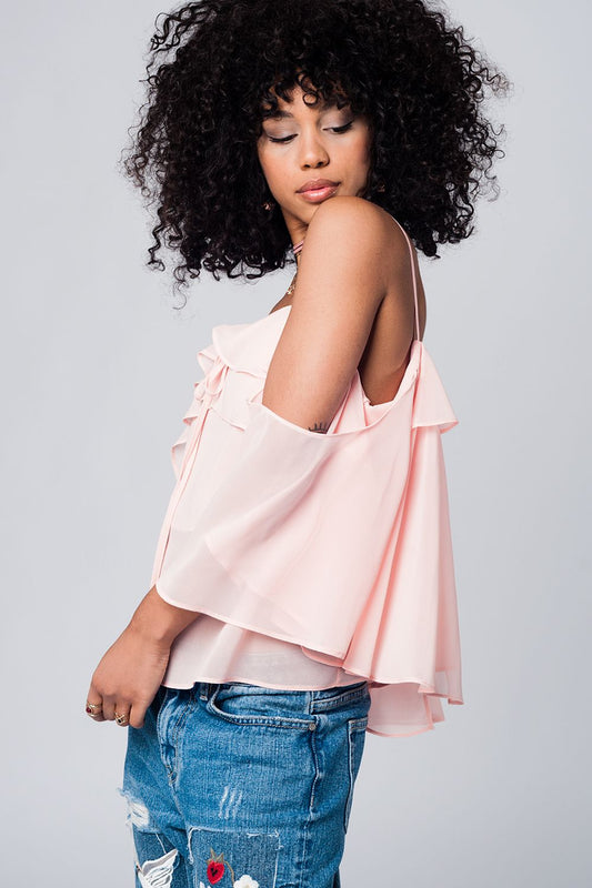 Top Rose à Épaules Dénudées