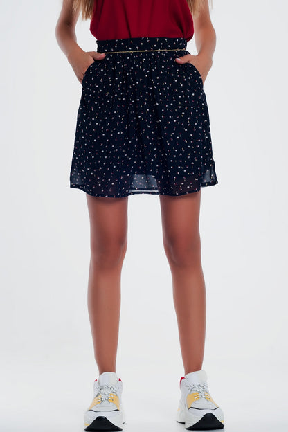 Scribbled Polka Dot Mini Skirt