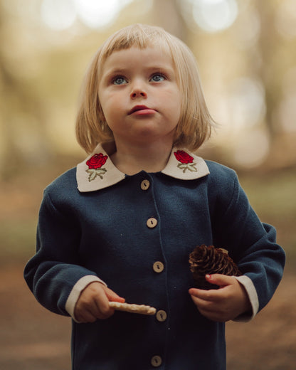 Cardigan bleu brodé pour fille