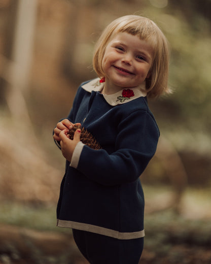 Cardigan bleu brodé pour fille