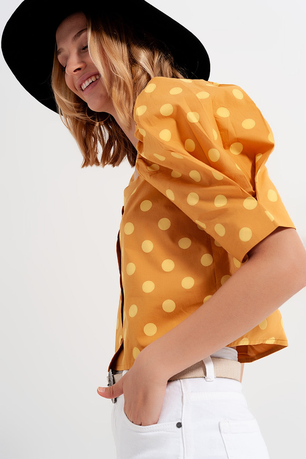 Top à Pois avec Manches Puff